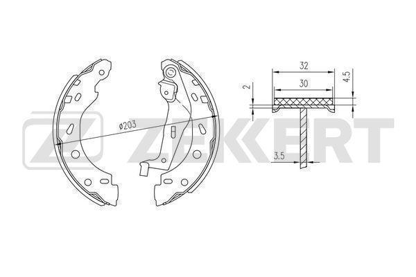 Колодки тормозные ZEKKERT BK4376 бараб. задн. Smart Cabrio (450) 00-, City-Coupe (450) 98-, Fortwo (450, 451)