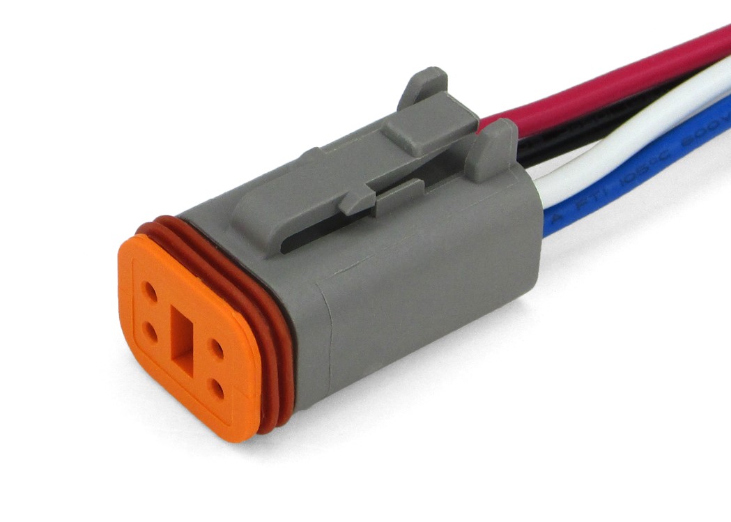 Разъем Deutsch DT06-4S (4pin) 4 контакта под сечение провода 0.5-0.8 кв.мм для ГАЗ, КАМАЗ, МАЗ, УРАЛ, DAF, IVECO, MAN, Mercedes, Renault, Scania, Tatra с проводом