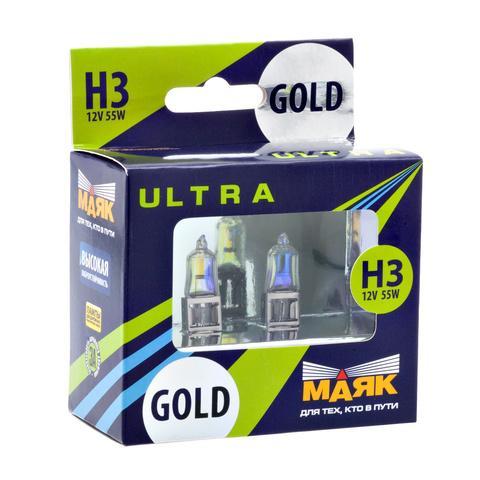 Лампа 12 В H3 55 Вт на п/туманные фары ультра Gold 2 шт. Маяк 