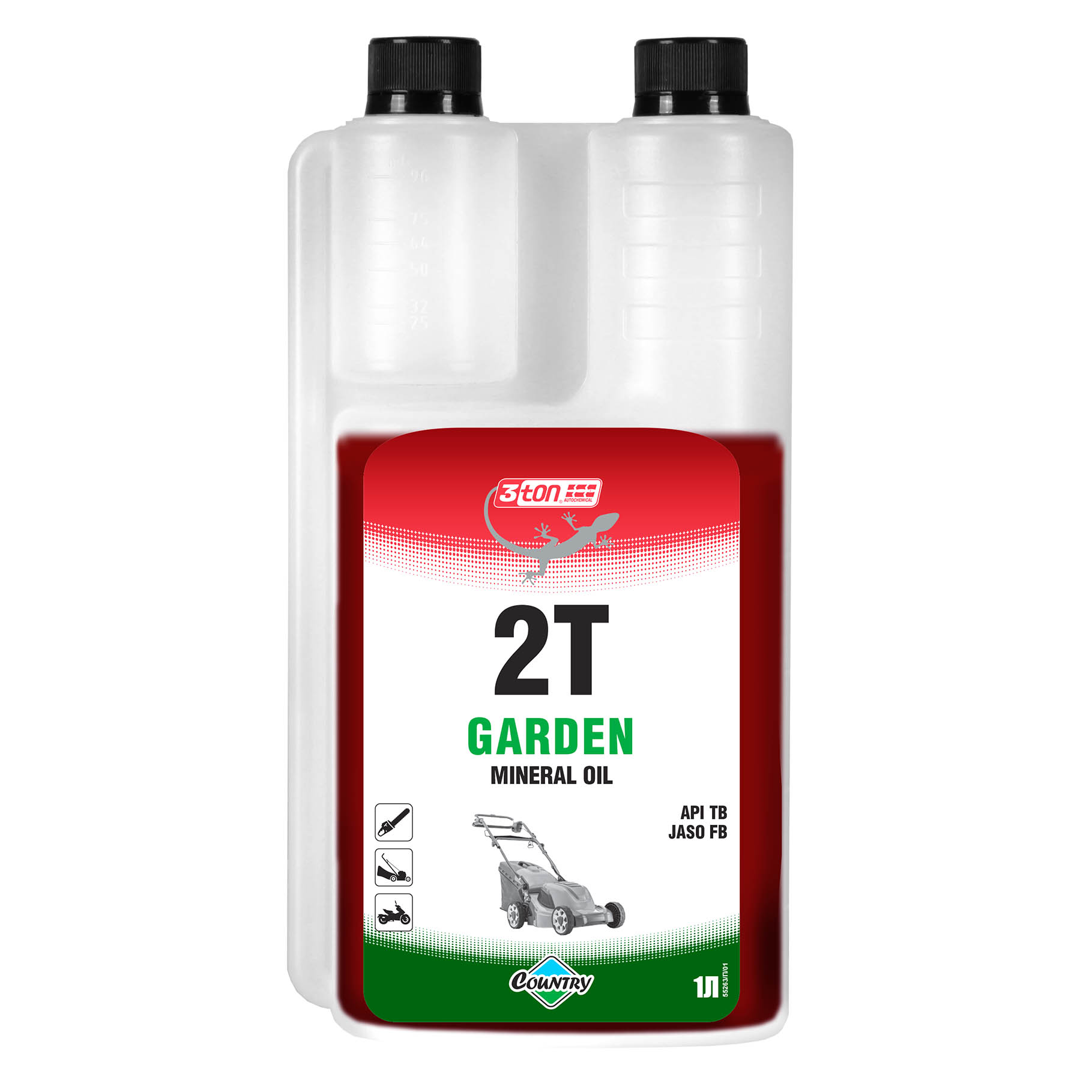 Масло 3TON Country 2T минеральное API ТВ Garden 1л с дозатором 