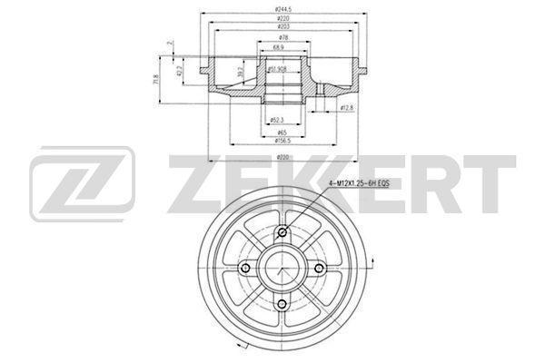 Барабан тормозной Citroen C2 03-, C3 I, II 02-, Peugeot 1007 05-, 208 13- Zekkert