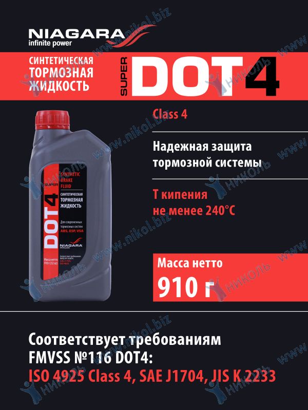 Жидкость торм DOT4 Ниагара Супер (910гр)