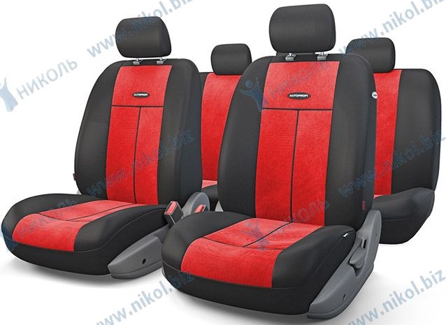 Чехлы универс AUTOPROFI TT полиэстер/велюр AIRBAG (9 предм) черный/красный М