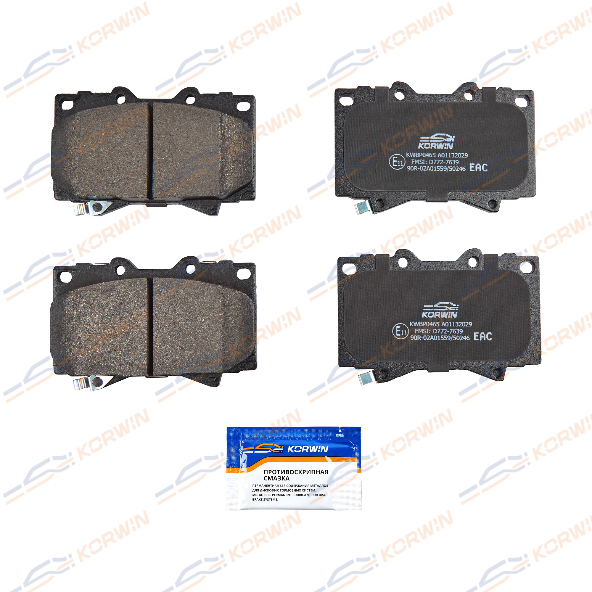 Колодки тормозные перед. Toyota Land Cruiser (J80/J100) 90-07/Lexus LX (100) 98-_KORWIN
