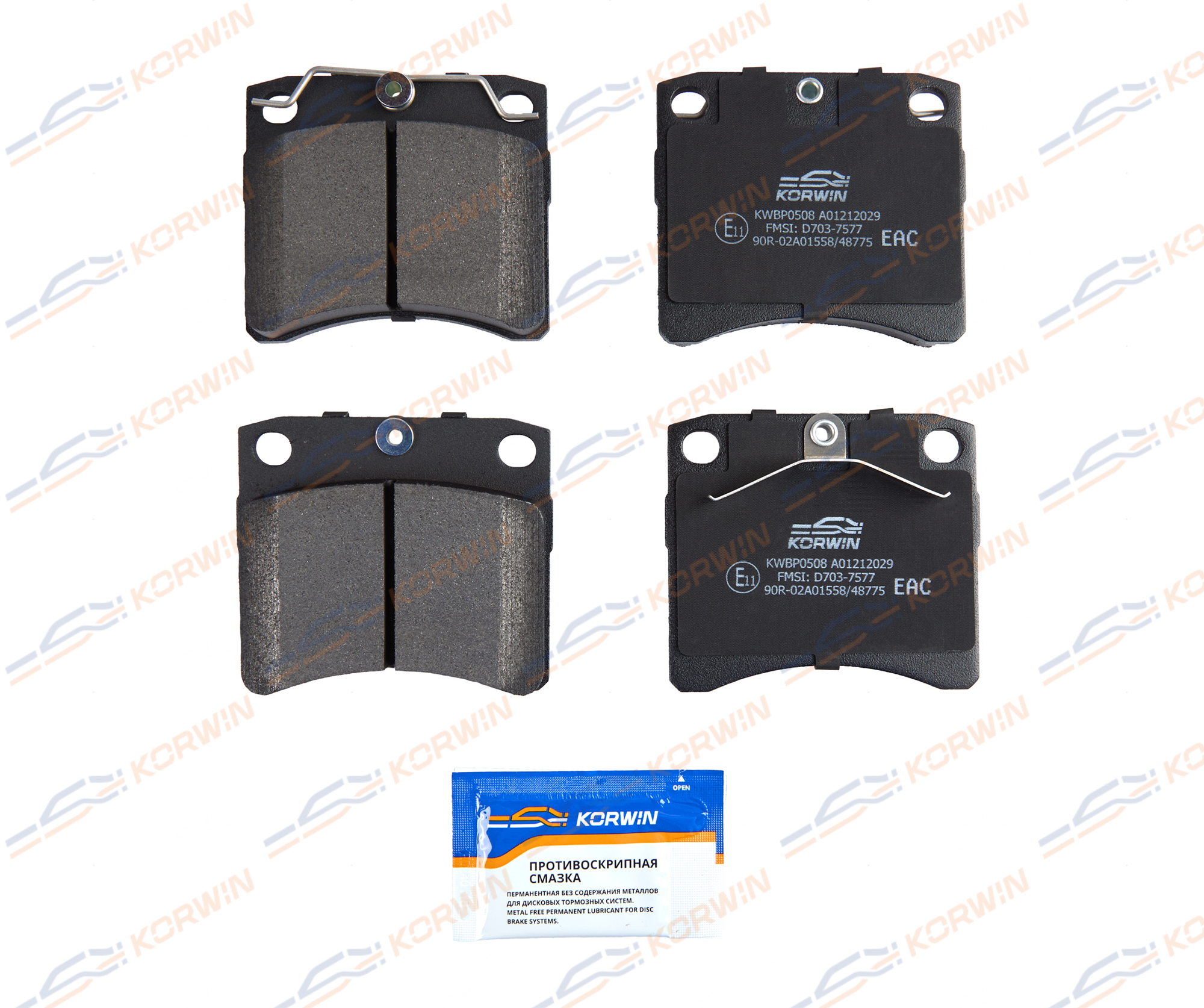 Колодки тормозные перед. VW T4 90-03 (диск 15")_KORWIN