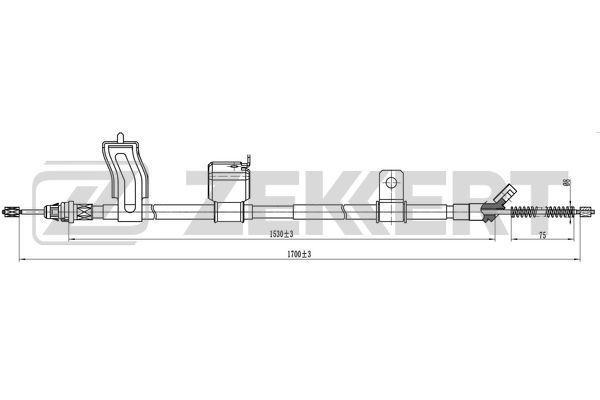 Трос стояночного тормоза задний левый Nissan Qashqai (J10 NJ10 JJ10E) 06-