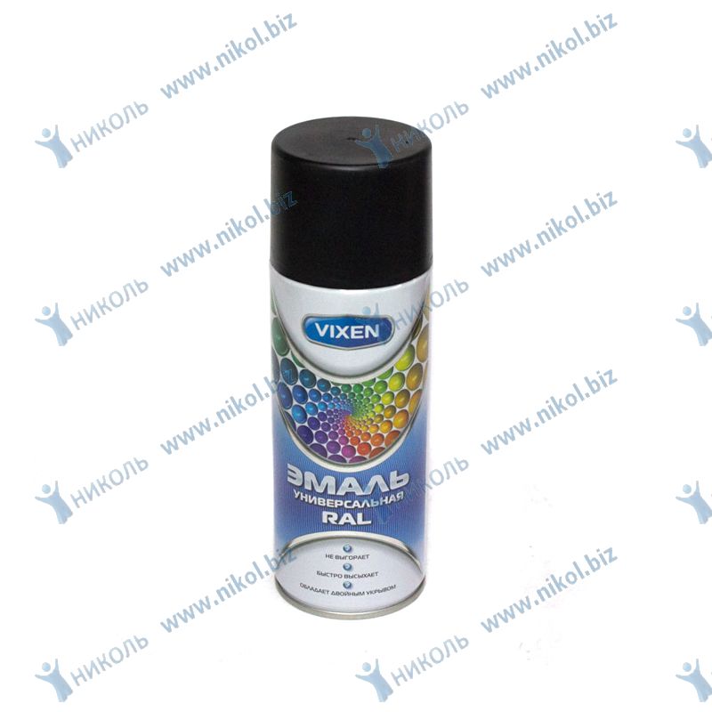 Краска аэроз черная матов VIXEN (520мл) (RAL 9005)