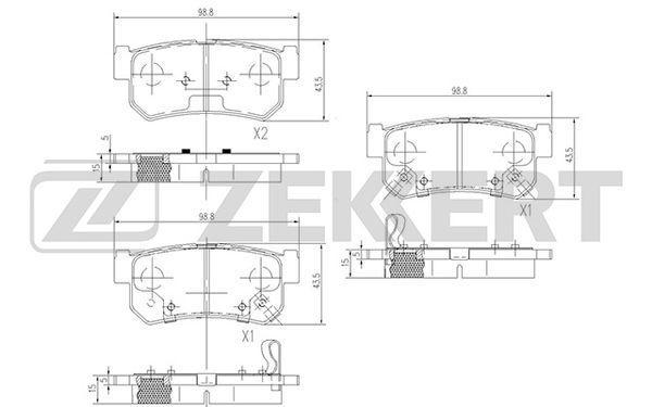 Колодки тормозные SsangYong Actyon 05-, Korando II 02-, Kyron задние дисковые (GDB336) Zekkert