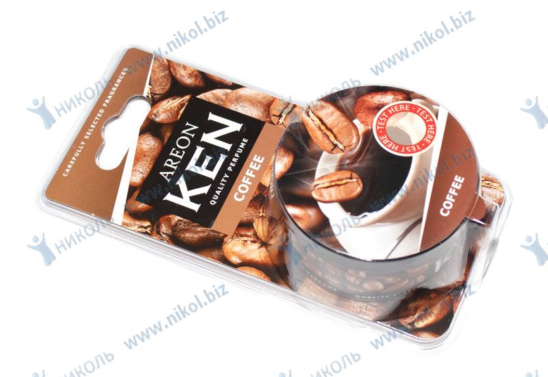 Ароматизатор на панель Areon Ken Coffee кофе (наполнитель прессованные опилки)*