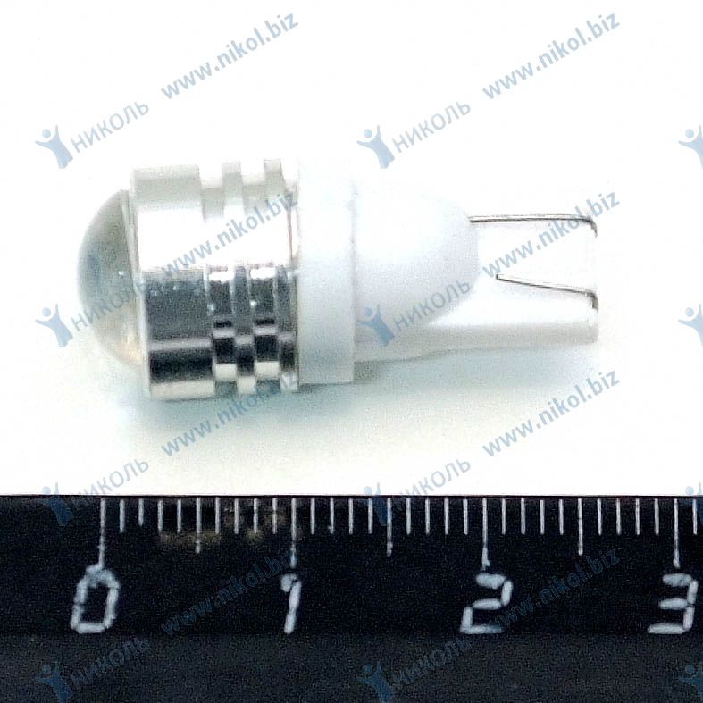 Лампа светодиод 12-5 б/ц (габарит) W2.1X9.5d белая 1 HIGH POWER линза ОЧ ЯРКАЯ 