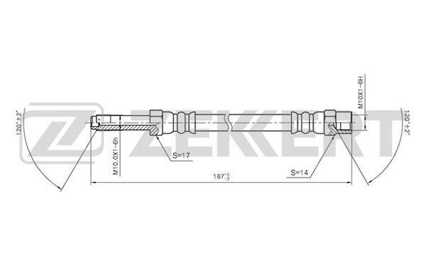 Шланг тормозной ZEKKERT BS9199 Ford Galaxy 95-, Seat Alhambra 96-, VW Sharan 95-