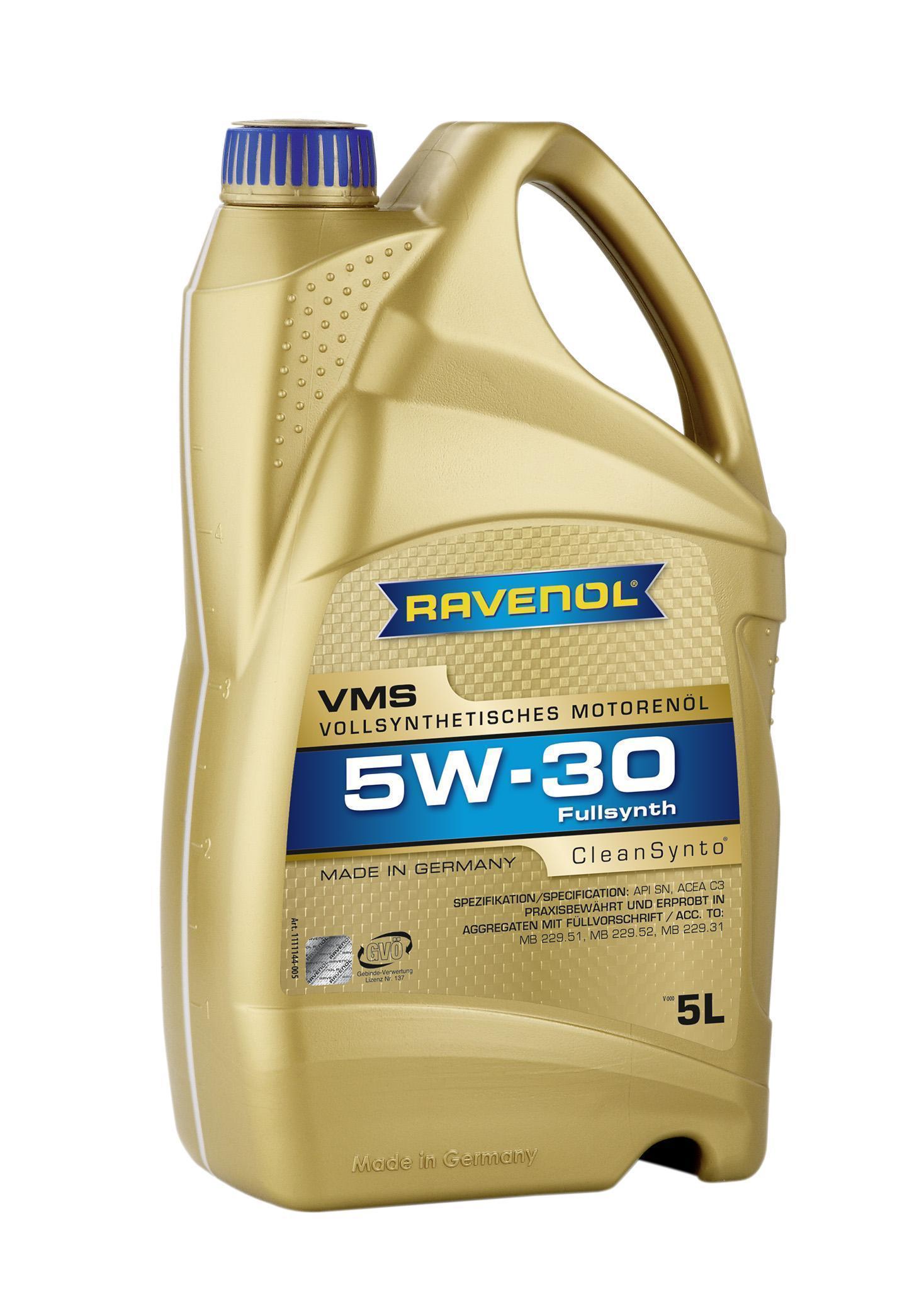 Масло моторное Ravenol 5W-30 VMS C3 SN синтетическое 5л / 5W30