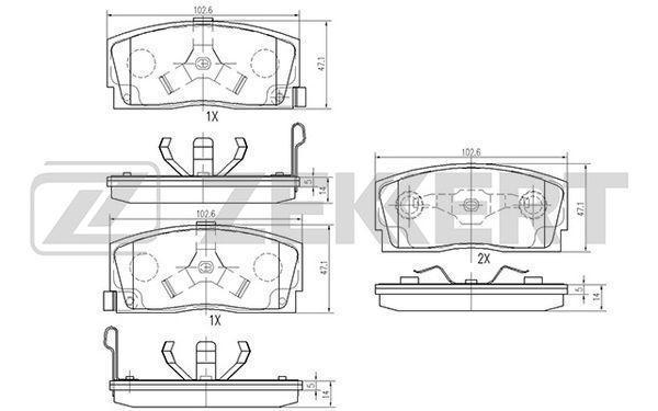 Колодки тормозные Geely Beauty Leopard 03-, HQ 05-, Merrie 05- передние дисковые (GDB886) Zekkert BS1868