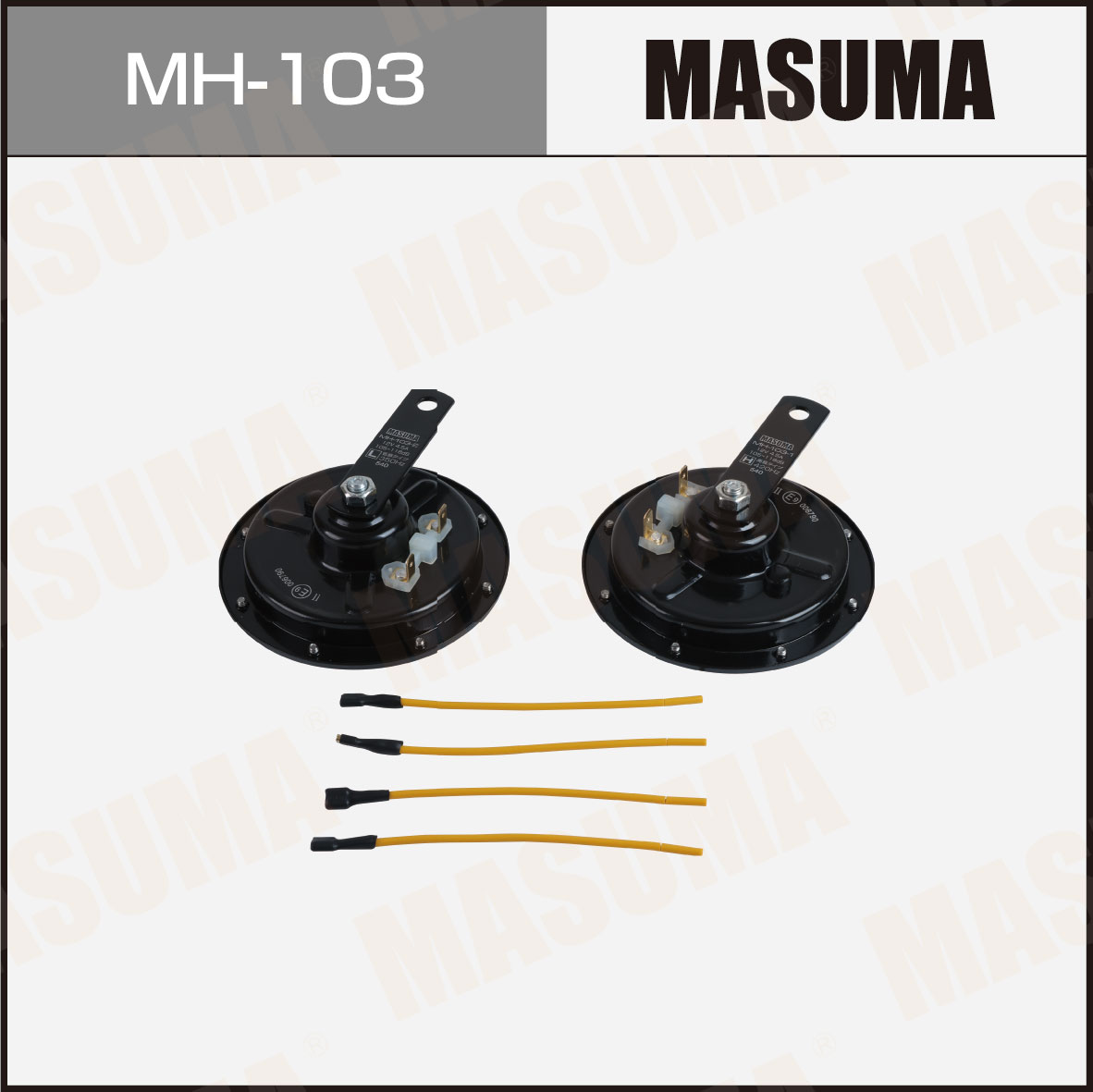 Сигналы звуковые , 12V 105-118dB 123мм BLACK Masuma