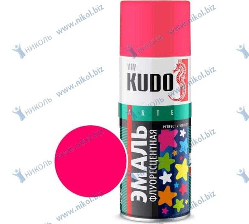 Краска аэроз розовая KUDO (520 мл) флуоресцентная