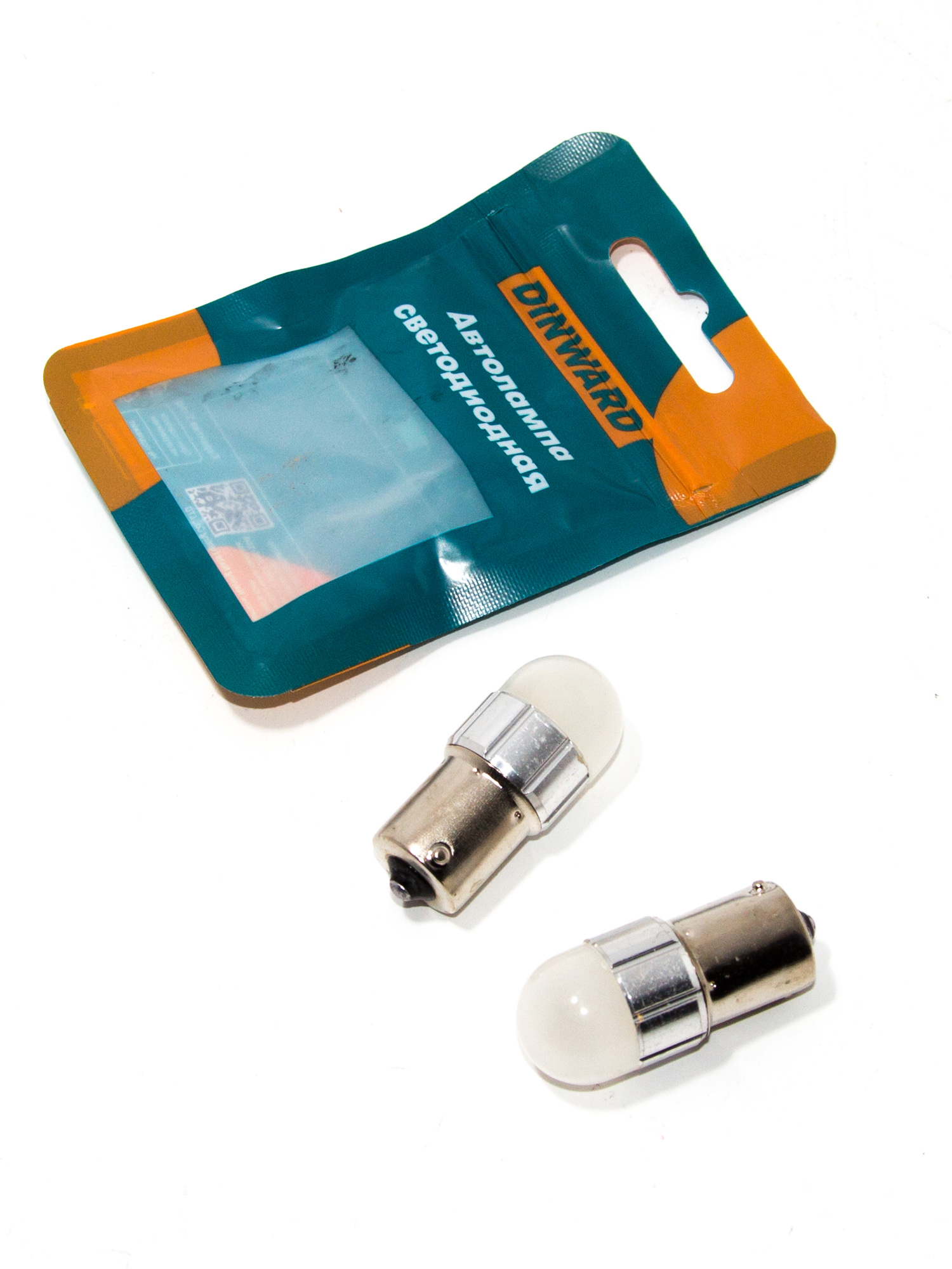 Лампа светодиод 12-21 (стоп, габарит) белая 4SMD (3030) DINWARD в колбе (к-т=2шт)