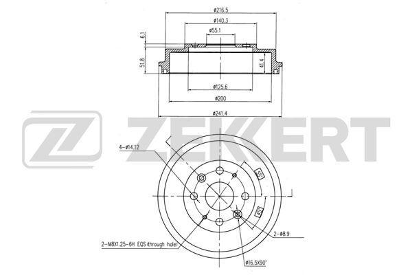 Барабан тормозной Mazda 323 III-V 89-, 2 I, II 07-, MX-3 (EC) 91- задний Zekkert BS5517