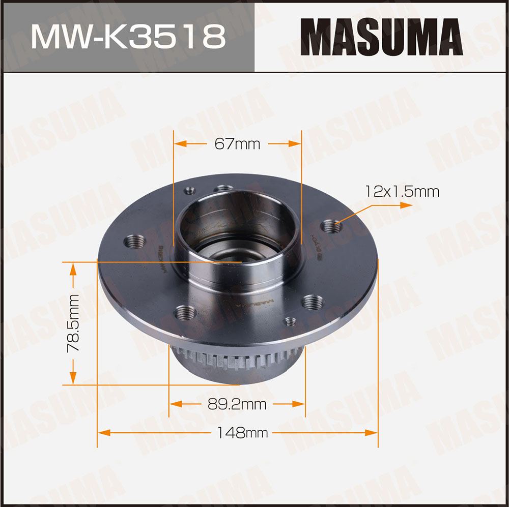 Ступица SsangYong Actyon II 12-, Korando 10- задняя (c ABS) Masuma