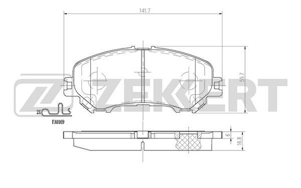 Колодки тормозные Nissan Qashqai (J11) 14-, X-Trail (T32) 14- передние Zekkert