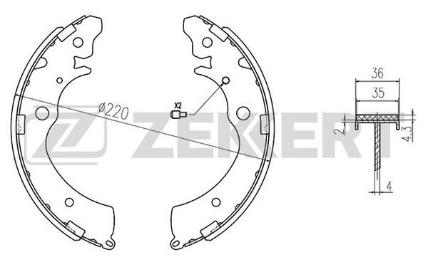 Колодки тормозные Honda Accord IV 90-, Civic V, VII 95-; Suzuki задние барабанные (GS8559) Zekkert