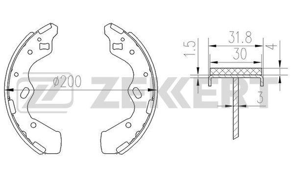 Колодки тормозные Kia Avella 95-; Mazda Demio 96- задние барабанные (GS8663) Zekkert