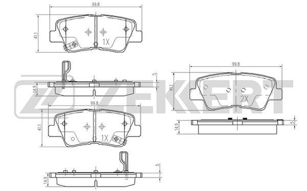 Колодки тормозные Hyundai i30 11-, Veloster 11-; Kia Ceed (JD) 12- задние Zekkert
