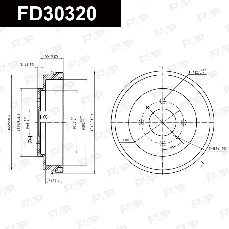 Барабан тормозной MITSUBISHI Lancer 1.8L 1995.09-2003.08 Антикоррозийное покрытие GEOMET® FAP