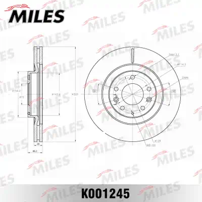 Диск тормозной MILES MAZDA CX-7/CX-9 07- передний вент.D=320мм.